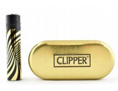 Зажигалка Clipper Metal By кремниевая, Zebra Gold (арт.СМ3S106)